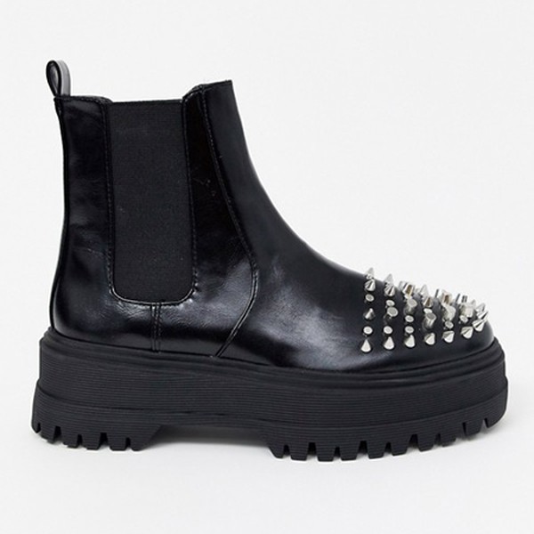 Studded Chunky Sole Chelsea Boots In Black from ASOS