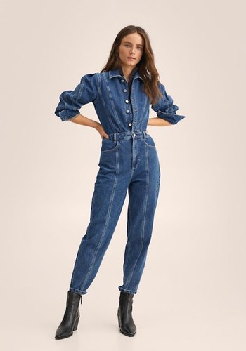 Denim Jumpsuit With Puffed Sleeves from Mango