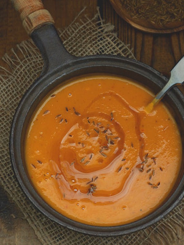 Roasted Root Vegetable Winter Spiced Soup