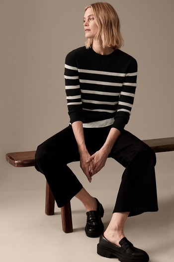 Pure Cashmere Striped Crew Neck Jumper, £99