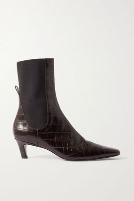 The Mid Heel Croc-Effect Leather Ankle Boots from Toteme