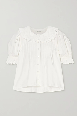 Scalloped Embroidered Cotton-Poplin Blouse from Doen