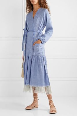 Metallic Striped Cotton-Blend Voile Robe from LemLem