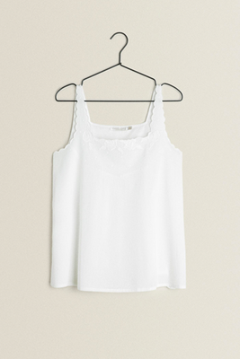 Cotton Top With Embroidery from Zara