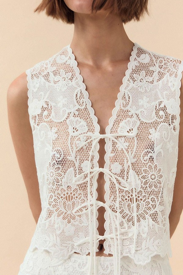 Embroidered Waistcoat With Ties  from Zara