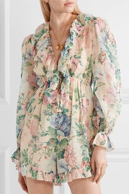 Verity Ruffle-Trimmed Floral-Print Cotton & Silk-Blend Chi from Zimmermann