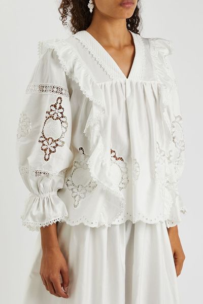 Carla Ruffled Cotton Blouse from Lug Von Siga