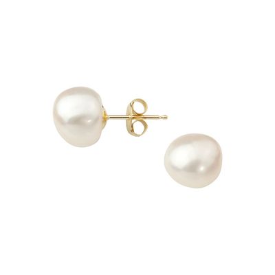 9ct Gold Baroque Pearl Stud Earrings from AB Davis