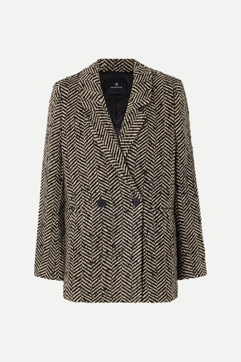 Diana Double-Breasted Herringbone Tweed Blazer   from Anine Bing 