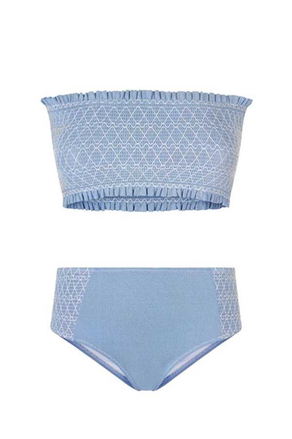 Cassis Smocked Wide Bandeau Bikini from Heidi Klein