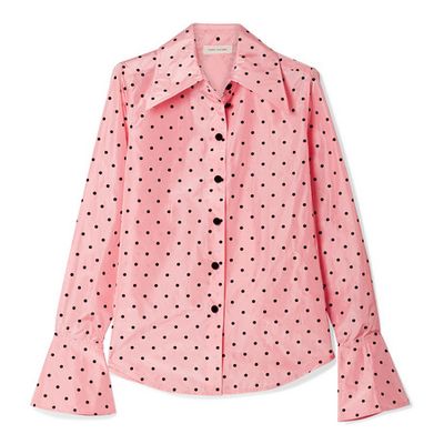 Polka-Dot Flocked Silk-Taffeta Shirt from Marc Jacobs