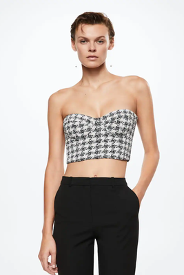 Houndstooth Corset Top from Mango