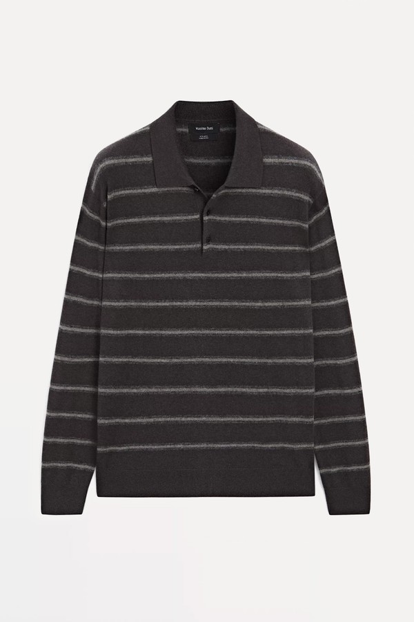 Striped Knit Polo Sweater from Massimo Dutti