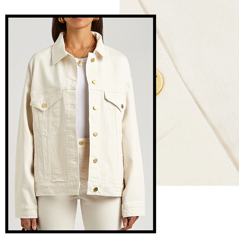 Frame Le Oversized Cream Stretch-Denim Jacket, £385