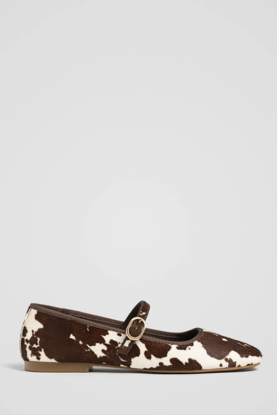 Leather Animal Print Ballet Flats from Stradivarius