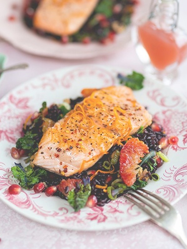 Pan Fried Salmon With Black Rice Salad