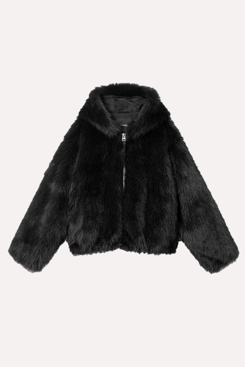  Hooded Faux Fur Jacket from Monki