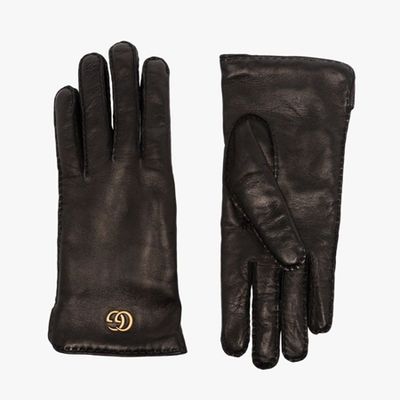 Black Maya GG Leather Gloves from Gucci