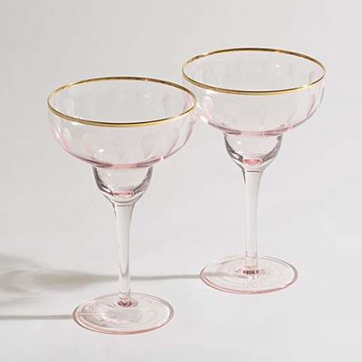 Mila Pink Margarita Glass Set of Two