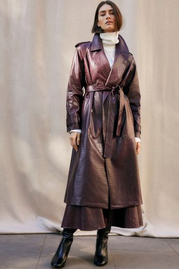 Carla Croc Pu Trench Coat