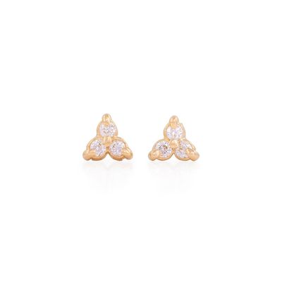 Victorian Lucky Clover Leaf Diamond Stud Earrings