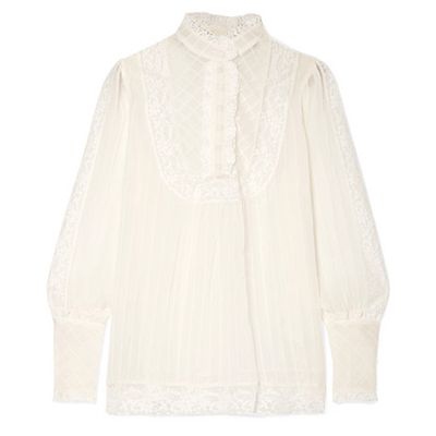 Unbridled Lace Trimmed Silk Georgette Blouse from Zimmerman