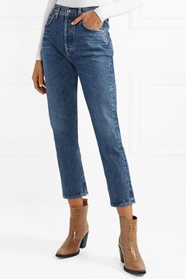 Riley Cropped High-Rise Straight-Leg Jeans