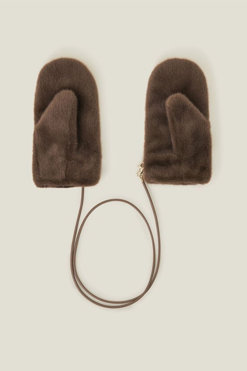 Faux Fur String Mittens from Accessorize