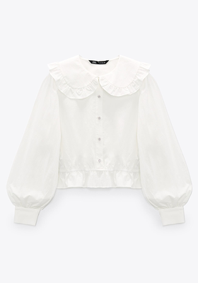 Cotton Blouse with Rhinestone Buttons from Zara