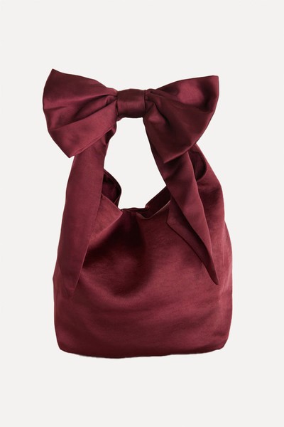 Bow Detail Satin Pouch Bag from Six Stories