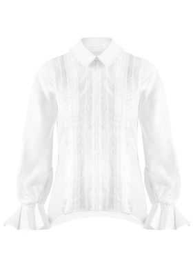 High Low Style Poplin Blouse With Pleated Details from Anne Fontaine