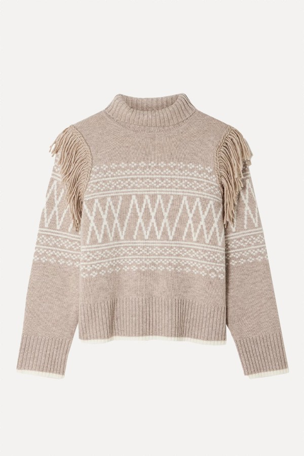 Setesdal Fringed Fair Isle Merino Wool & Cashmere-Blend Sweater from We Norwegians