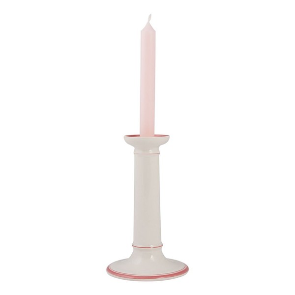 Hand-Painted Creamware Column Candlestick 