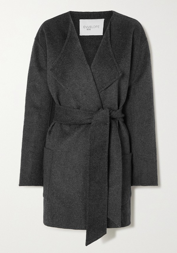 Gray Pisa Belted Draped Coat from Envelope 1976
