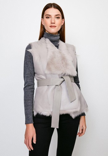 Reversible Quilted Panel Sheepskin Gilet