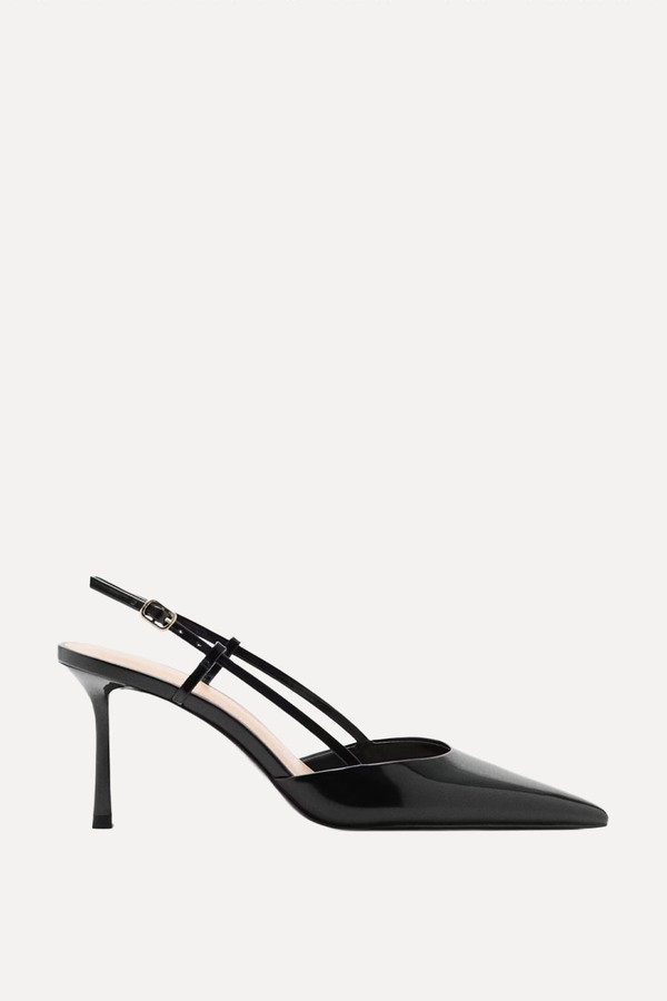 Pointed-Toe Leather Heeled Shoes from mango