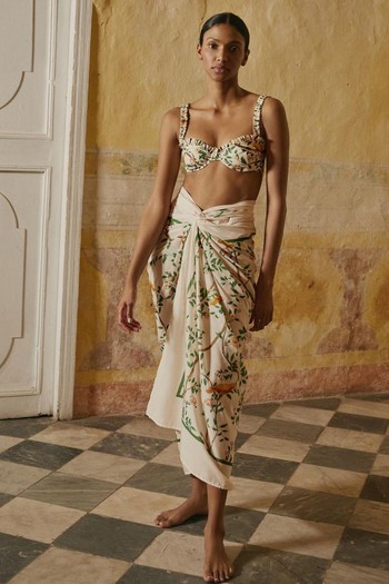 Lavanda Canarios-Printed Cotton Silk Pareo, $220 | Agua by Agua Bendita