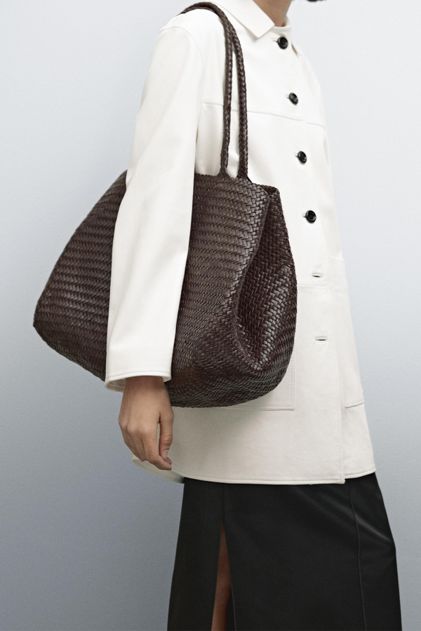 Large Braided Nappa Tote Bag from Massimo Dutti
