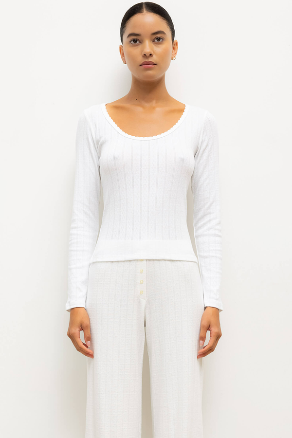 Pointelle Long Sleeve Scoop Neck from Leset