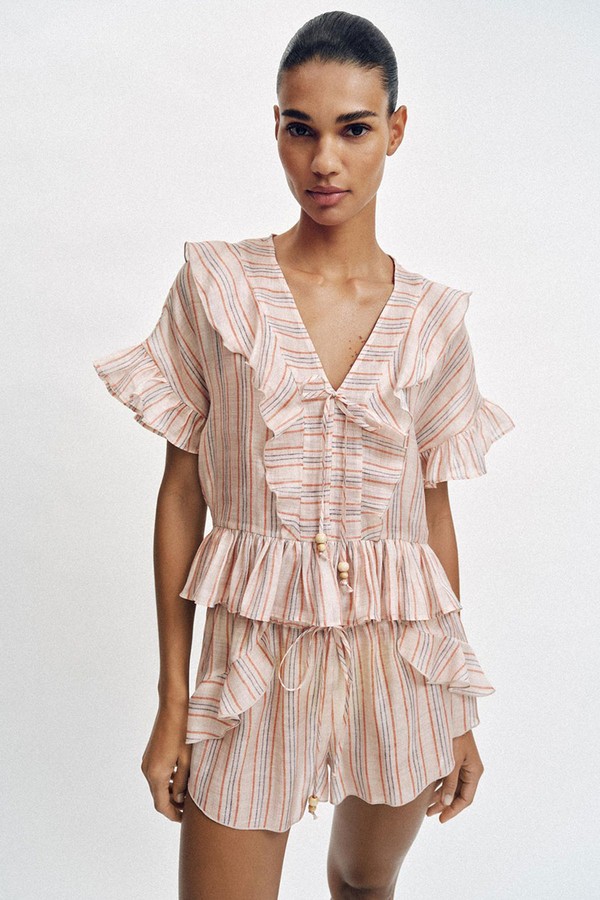 Striped Ruffled Blouse