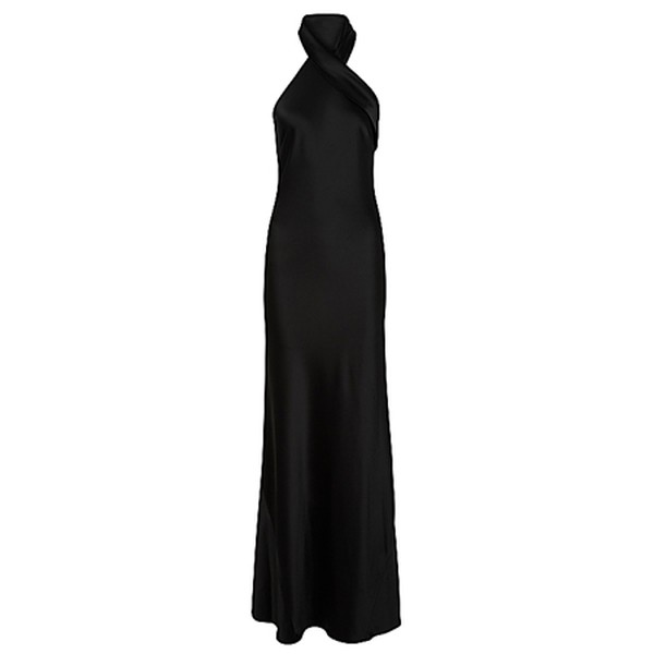 Pandora Black Satin Gown from Galvan