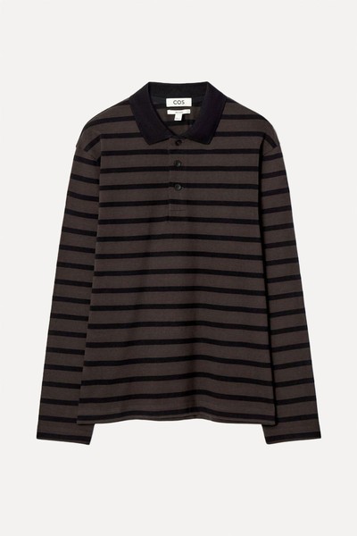 Striped Long-Sleeved Polo Shirt from COS