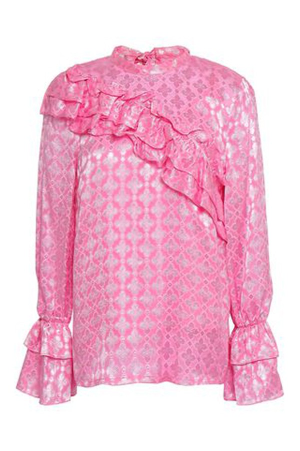 Ruffled Metallic Jacquard Blouse from Baum Und Pferdgarten