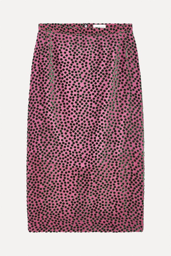 Devoré Polka-Dot Midi Skirt from Dries Van Noten