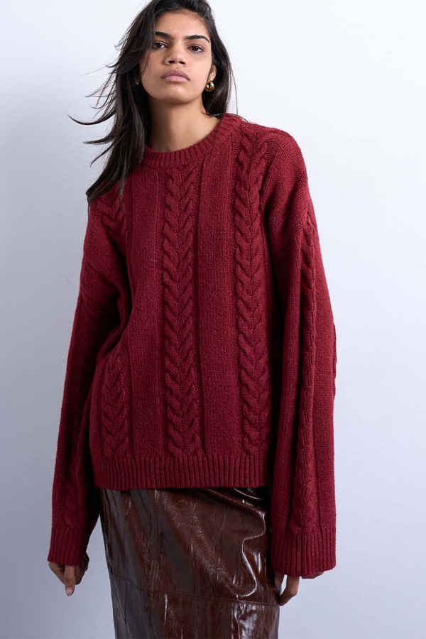 Knitted Oversized Cable & Wide Rib Jumper from Topshop