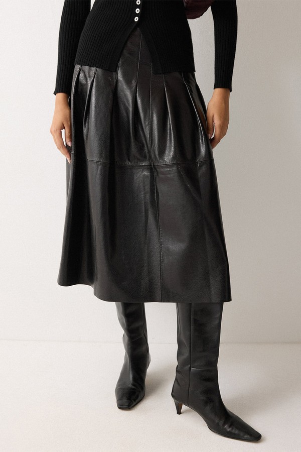 Leather Textured Midi Skirt from Jigsaw