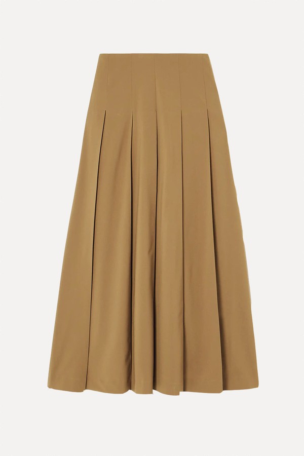 Pleated Wool-Blend Twill Midi Skirt from Róhe