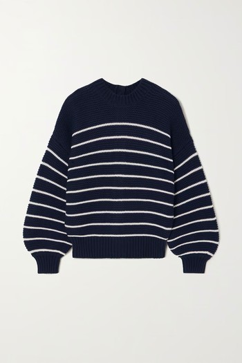 Striped Button-Embellished Cotton Sweater from Alex Mill