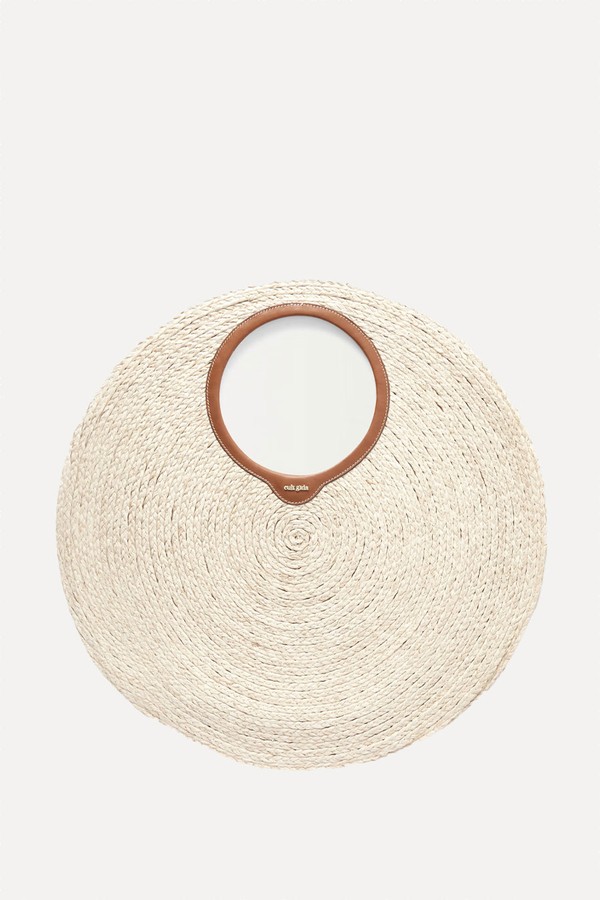 Amun Large Leather-Trimmed Raffia Shoulder Bag from CULT GAIA
