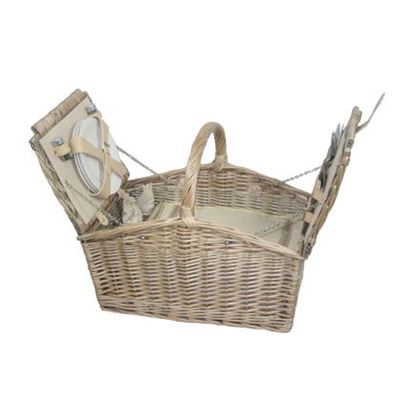 Double Lidded 4 Person Picnic Hamper, Antique Wash from Willow Direct